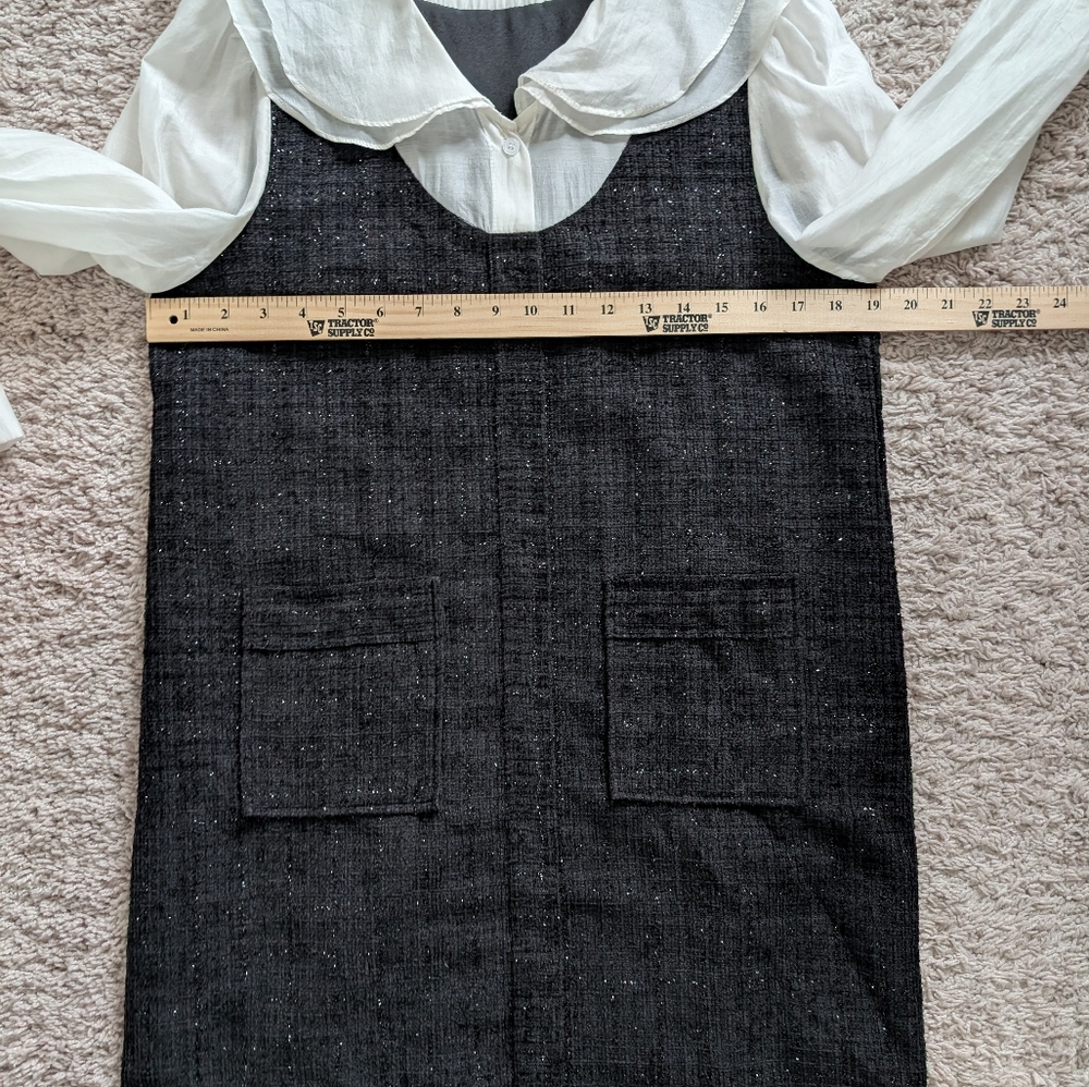 Sioshre Tweed Shift Dress with Ruffled Layered Collar & Sleeves - Picture 7 of 9